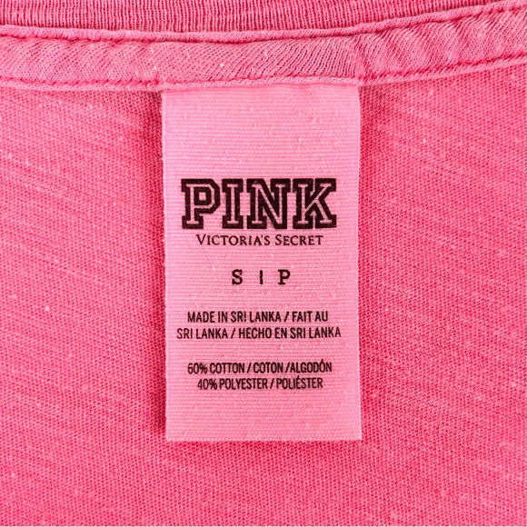PINK Victoria’s Secret Varsity Stripe Logo Long Sleeve V-Neck Tee - Picture 4 of 7